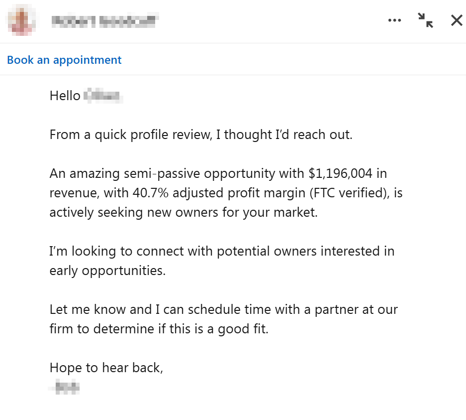LinkedIn cold outreach screenshot