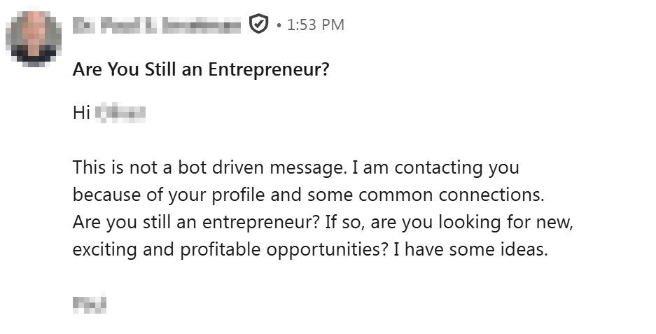 LinkedIn cold outreach screenshot