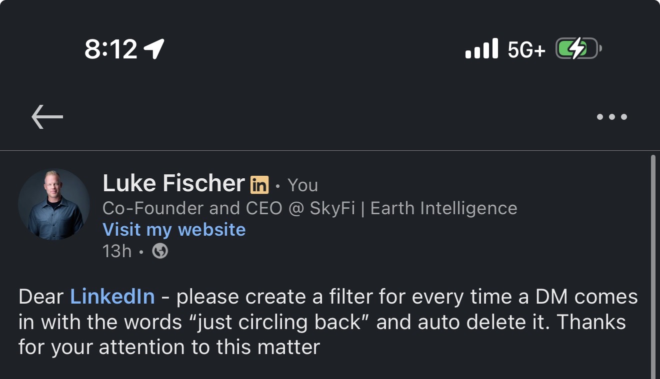 LinkedIn cold outreach screenshot